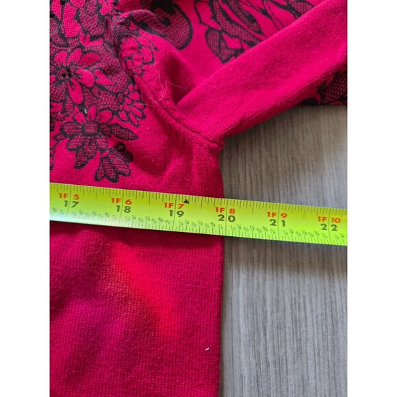 Alfred Dunner Red Floral Embellished Rhinestone Sweater Top M  Long Sleeve - Picture 7 of 7